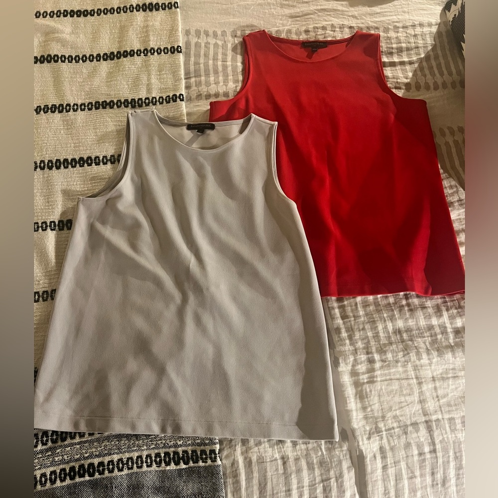 Banana Republic sleeveless blouses in size medium. Red and light grey color.